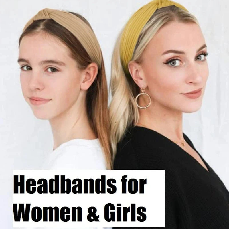 3Pcs Knotted Headbands for Women Girls Solid Color Hair Band Simple Cross Knot Hairbands Headwear Hair Accessories for Women