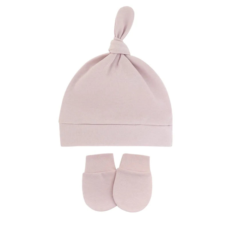 Newborn Baby Hat with Gloves Autumn Winter Warm Cotton Kids Beanies Stuff Children Accessories Infant Nightcap 0-6 Months Babies