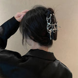 Y2K Liquid Metal Butterfly Hair Claw Hairpin 2024 Trendy NEW Design Irregular Hollowed HairClip Women Headwear Accessories