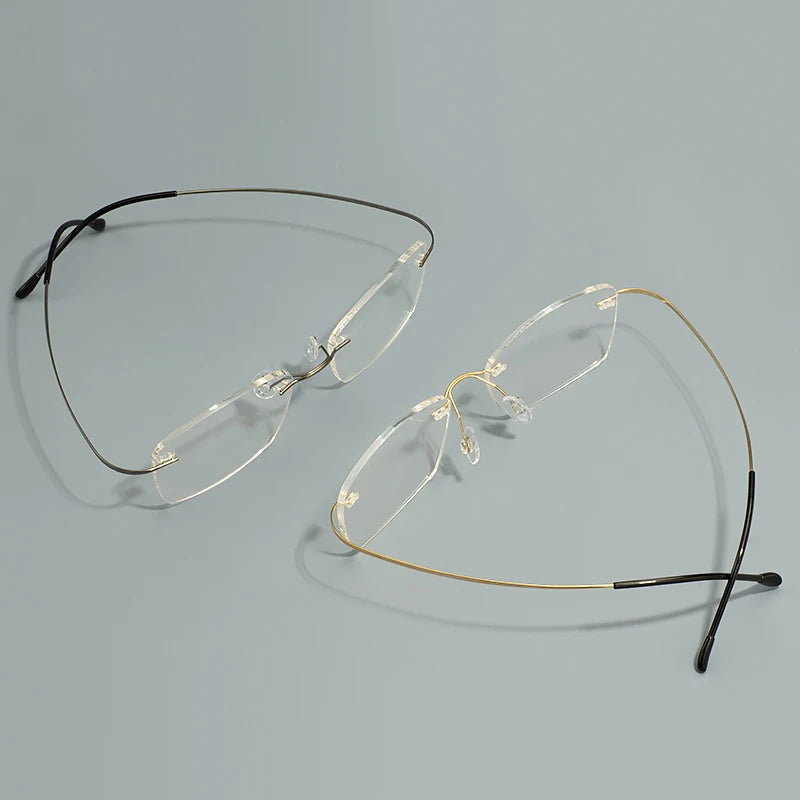 Titanium Large Size Lightweight Rectangular Men and Women Colored Flexible Rimless Glasses Frame For Myopia Prescription Lenses