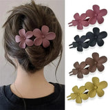 4Pcs Flower Hair Clips Fashion Matte Black Floral Hairpins Hair Claw Clips Non-Slip Hair Clamps Grab Elegant Hair Accessories