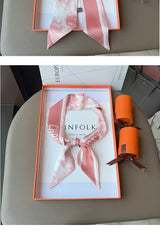 Women's Daily Wear Headbands Bags Handles Silk Scarves Simulated Silk Streamers French Versatile Headbands Scarves Gifts