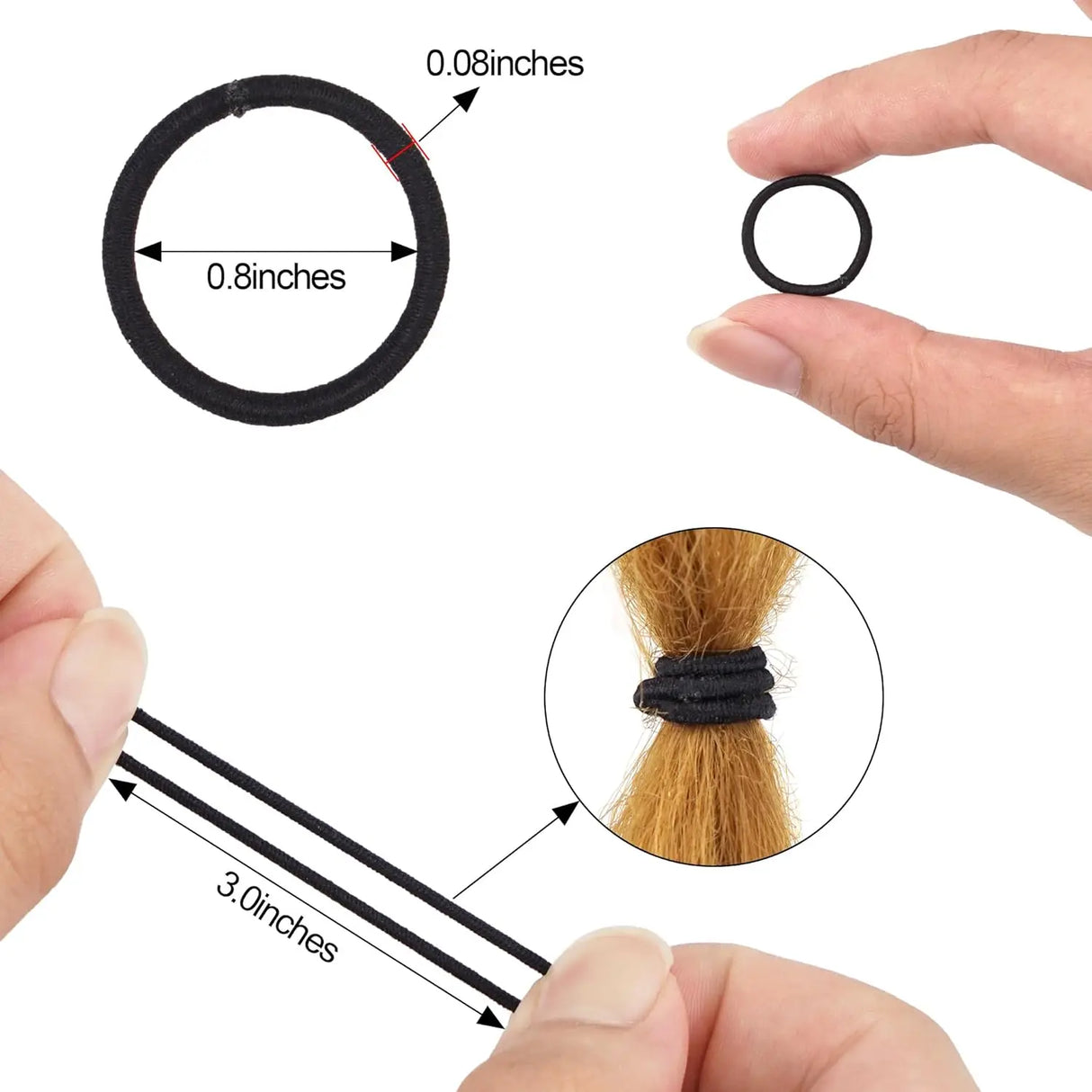 200PCS Baby Toddler Hair Ties Multicolors Elastic Hair Ties 2cm in Diameter No Crease Finger Hair Elastics Small Ponytail Holder