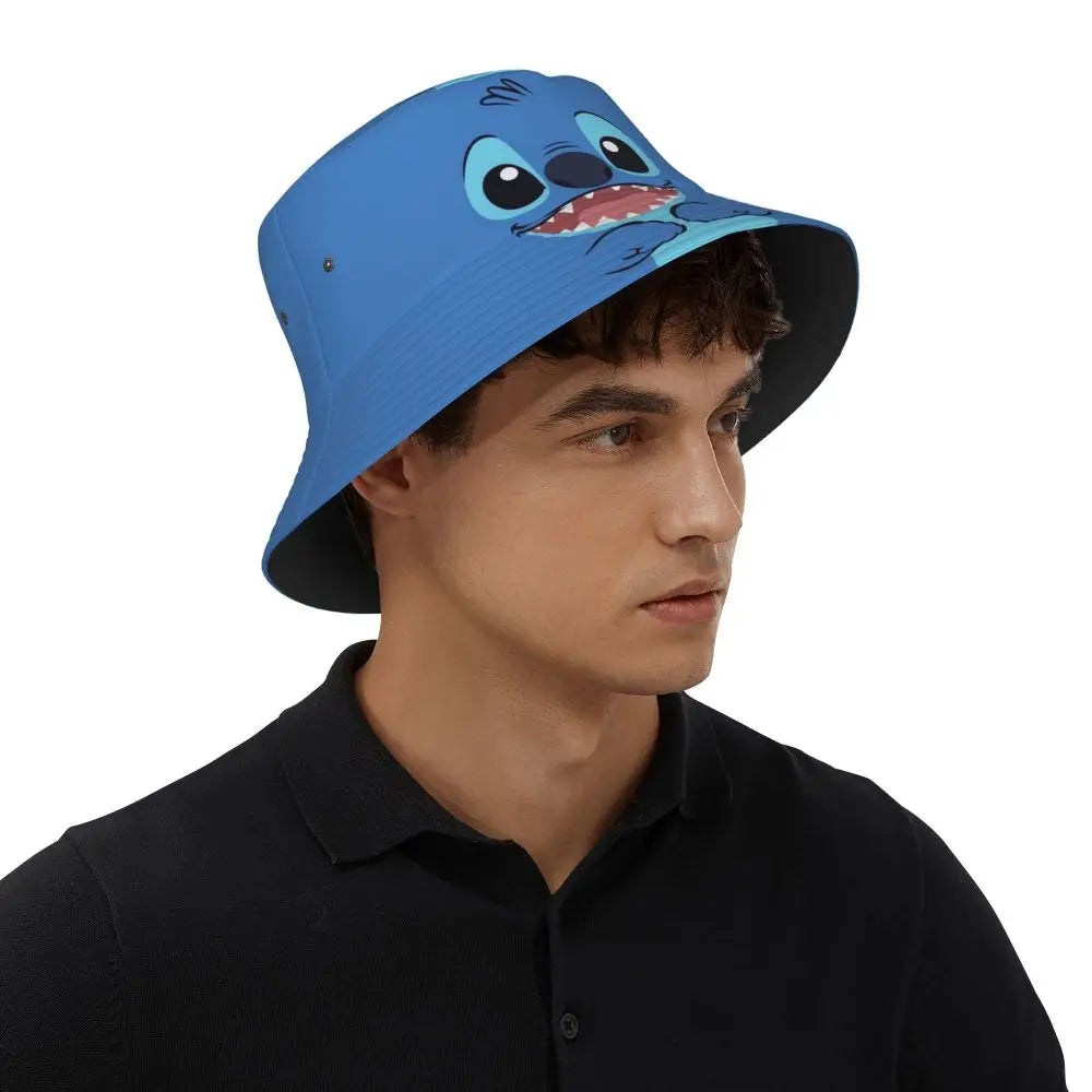 Unisex Kawaii Bucket Hats Funny Stitch Cartoon Accessories Bob Hat For Beach Headwear Lightweight