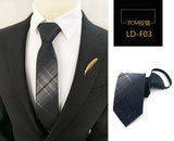 HUISHI Striped Plaid Print Neck Ties For Men Wedding Party Lazy Zipper Tie Fashion Business Necktie Male Suit Accessori Cravats