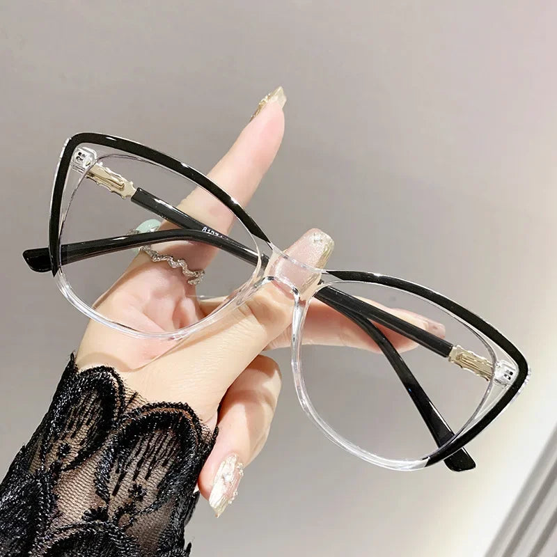 2025 Blue Light Blocking Myopia Glasses Women Men's Cat Eye Frame Photochromic Eyewear Minus Diopter Short-sight Eyeglasses