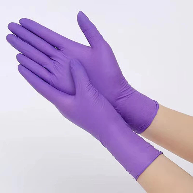 20/50PCS Disposable Nitrile Gloves Purple Powder-Free Rubber Hand Work Gloves for Mechanic Kitchen Beauty Household Cleaning
