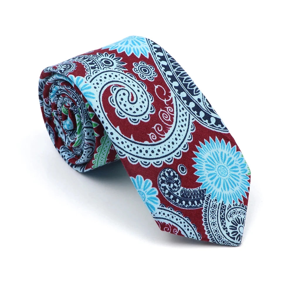 New Men's Floral Neck Ties Casual Cotton Slim Tie Skinny Wedding Party Suit Collar Flower Neckties Gravata Accessories Gift