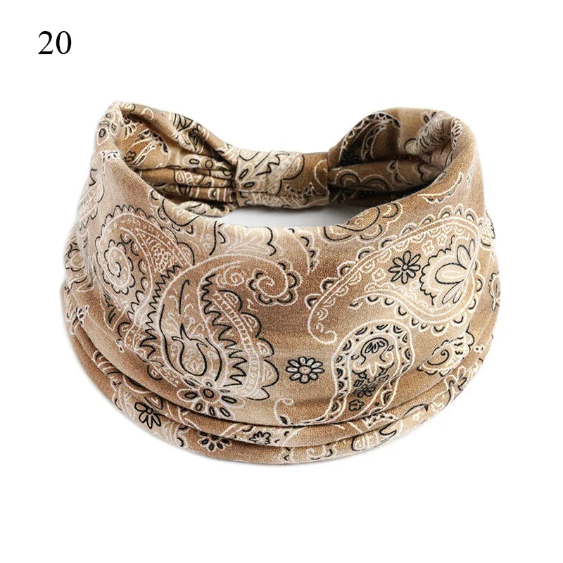 Women Hair Bands Headband Bohemian Sports Run Bandage Elastic Girl Wide Headband Print Wide Headwrap Headpiece Hairband Ladies
