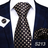 Brand Fashion 8 cm Tie For Men Woven Festive Present Tie Handkerchief Cufflink Set Necktie Shirt Accessories Red Striped