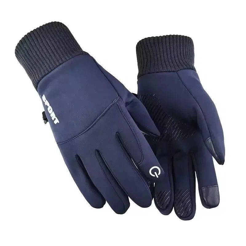 Winter Skiing Warm Gloves for Men Outdoor Cycling Waterproof, Non Slip, Thickened Female Couple Touch Screen Lamb Fleece