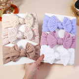 3Pcs Girls Cable Knit Turban Baby Bows Headbands For Children Elastic Kids Hair Bands Newborn Toddle Headwrap Hair Accessories