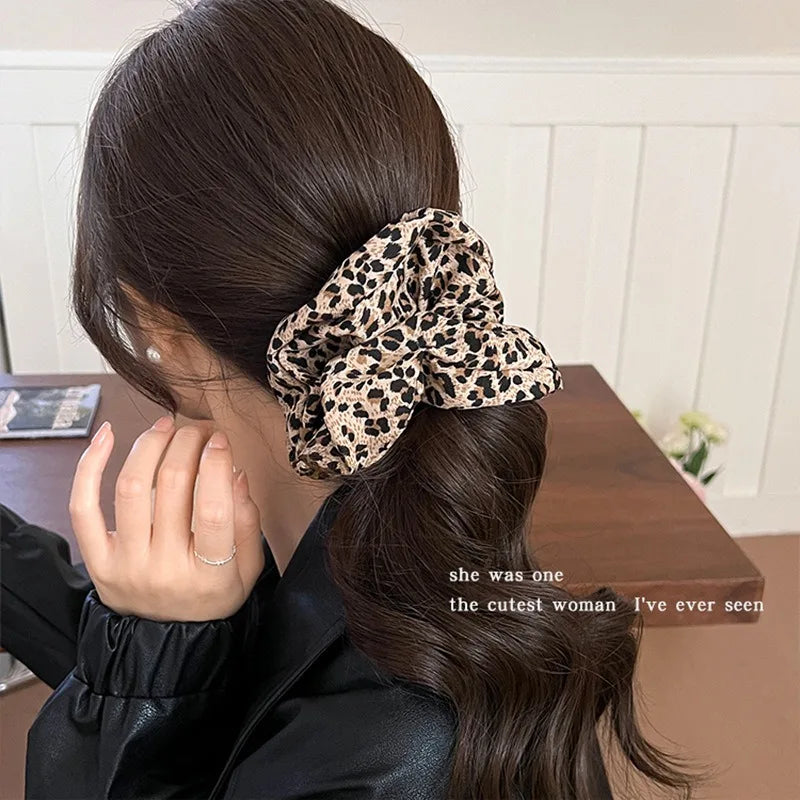 Leopard Print Scrunchies Hair Tie Hairs Rope High Elasticity Elastic Hairs Band Ponytail Holder Elegant Women Hair Accessories