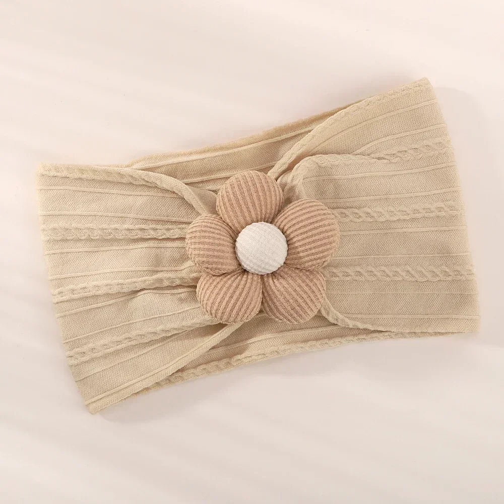 1Pc Baby Nylon Headscarf Astique Suitable Newborn Girl Flower Handmade Headband Elastic Hairband Turban Toddler Hair Accessories