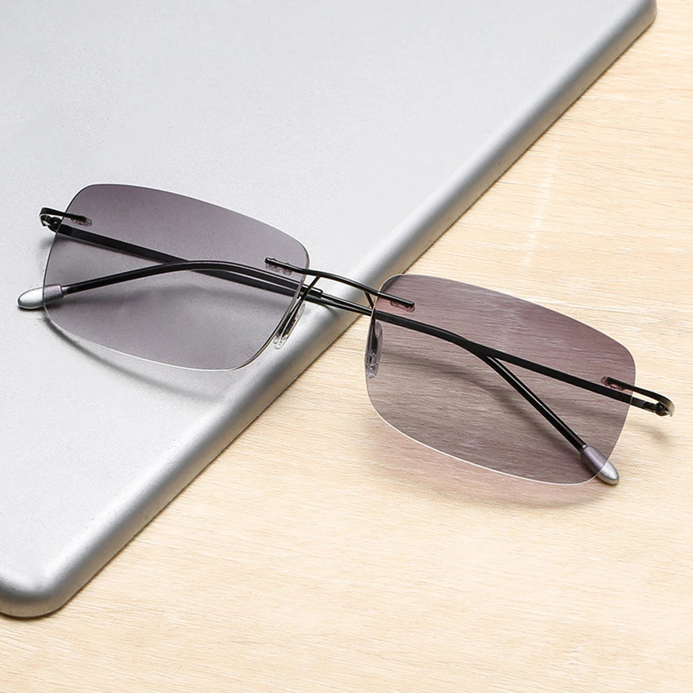 Titanium Alloy Double Bridge Grey Pilot Men Optical Glasses Frame Eyeglasses Eyeframe Eyewear