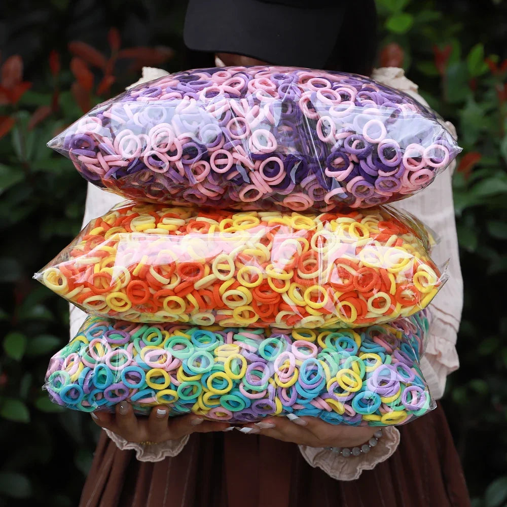 50PCS Colorful Basic Nylon Ealstic Hair Ties for Girls Ponytail Hold Scrunchie Rubber Band Kid Fashion Baby Hair Accessories