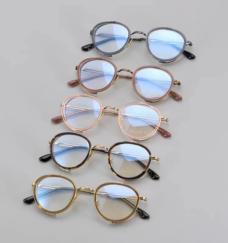 Exquisite Titanium Handmade Glasses Frame Mens Women Retro Square Spectacle Frames Eyeglasses Japanese Design Oval Round Eyewear