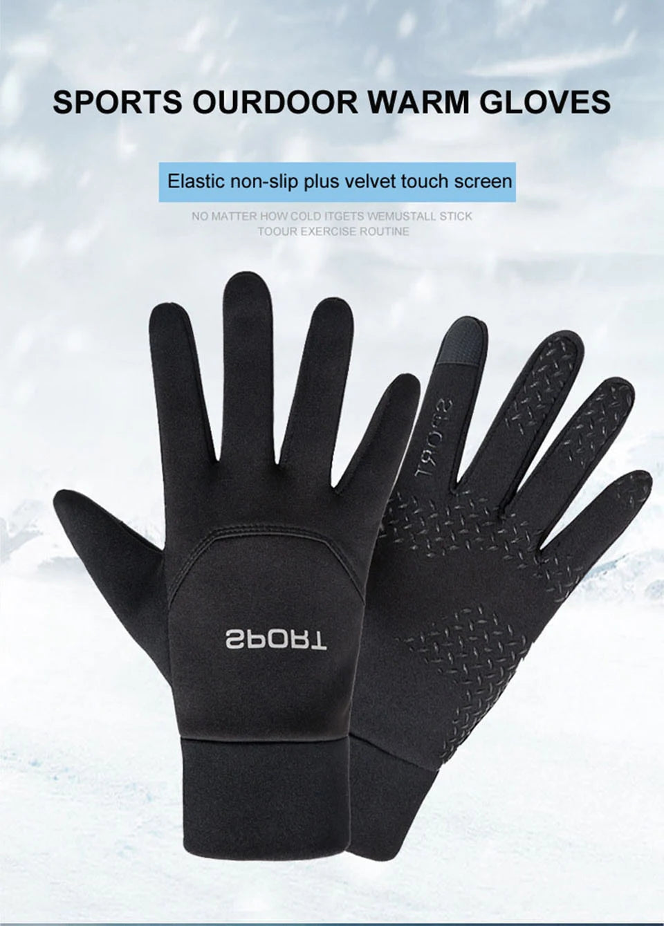 LOOGDEEL Skiing Gloves Waterproof Windproof Winter Cycling Running Ski Warmth Sports Gloves Touch Screen Full Fingers Non-Slip
