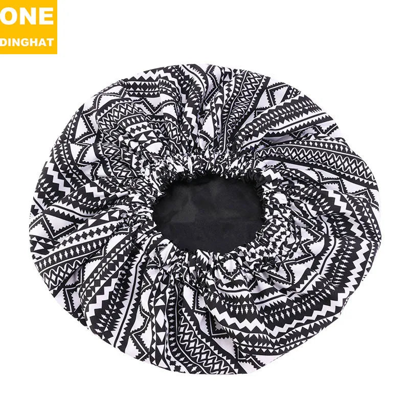 2020 New No. plus-Sized African Printing round Cap Double-Layer Satin Lining Wide Edge Nightcap Chemotherapy Hat