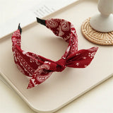 Fashion Paisley Bandana Headband for Women Top Knotted Bow Hairbands Cute Rabbit Ear Turban Headwrap Hair Band Girls Accessories