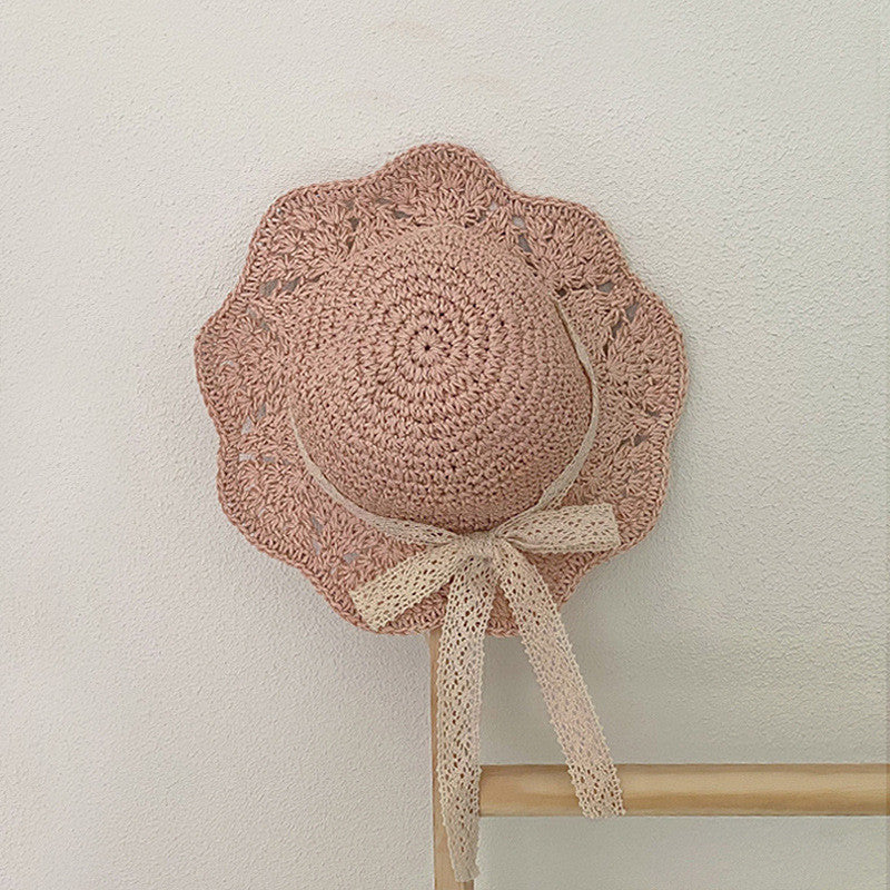 Children's Summer Hat Sunshade Lace Straw Baby Girl Cap Girls Baby Sunscreen Beach Hat