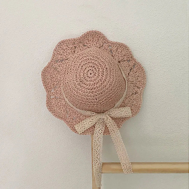 Children's Summer Hat Sunshade Lace Straw Baby Girl Cap Girls Baby Sunscreen Beach Hat