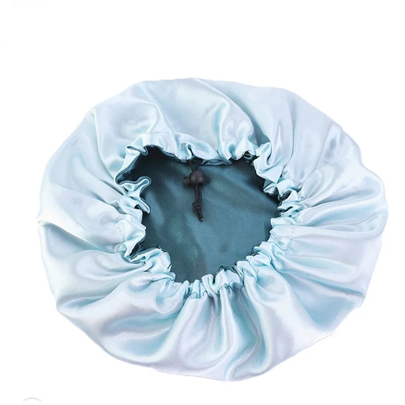 Double-Sided Sleeping Hat Adjustable Nightcap Bathing Hat Girl Sleep Protector Tool
