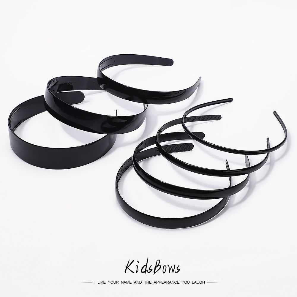 1 Piece Simple Women Headbands Fashion Head Band for Girls  Solid Black Color Casual Hair Accessories Plastic Headbans Wholesale