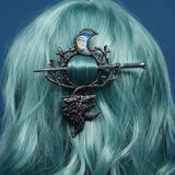 New Exquisite Fashion Retro Viking Witch Cane Crescent Hair Clip Metal Hair Accessories Women'S Jewelry Accessories Wholesale
