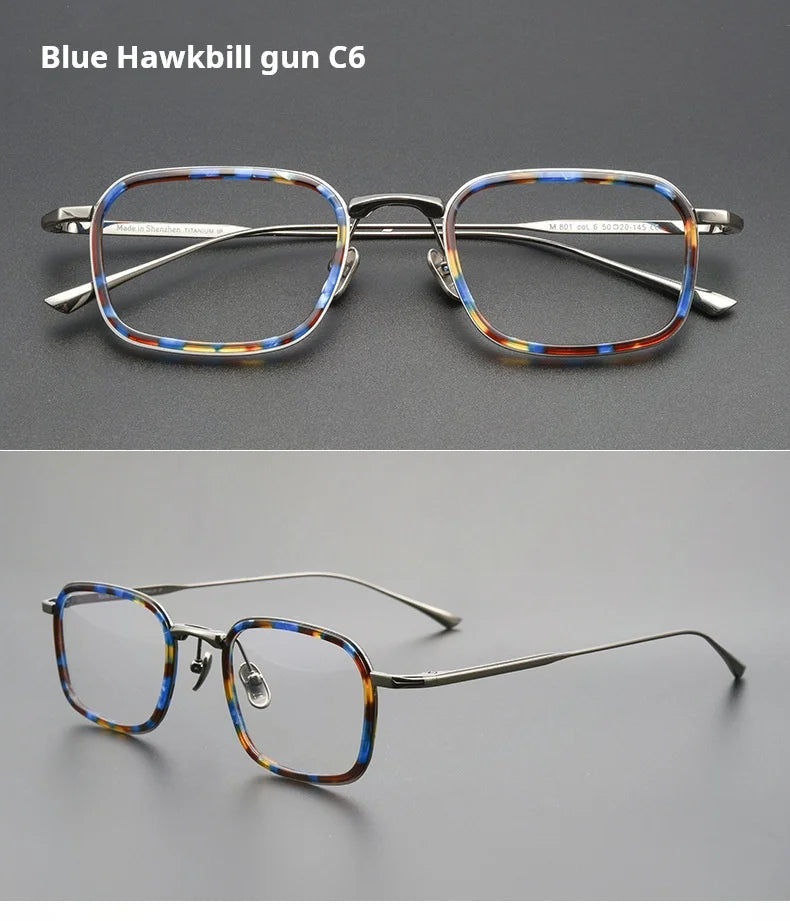 TFTB Retro All Pure Titanium Men's Glasses Luxury Square Small Framework Ultralight Optical Prescription Eyeglasses Frame 142mm