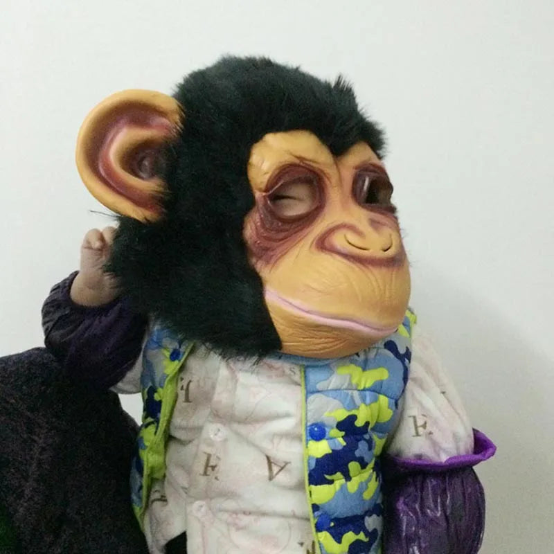 Next door adult Monkey King Tarzan gorilla mask funny horror funny monkey latex animal hood Douyin