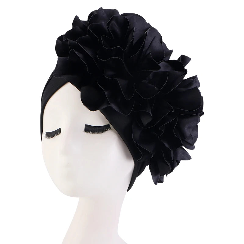 New Woman Muslim Hijab Caps With Big Flower Turban Bonnet Islamic Wrap Head Inner Cap for Hijabs Trendy Headdress