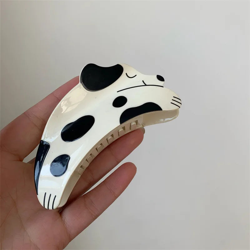 Fun Acetic Puppy Hair Clip Spotted Dog Rhinestone Shark Clip Cute Cartoon Animal Grab Clip Hairpin Women Hair Accessories Gifts