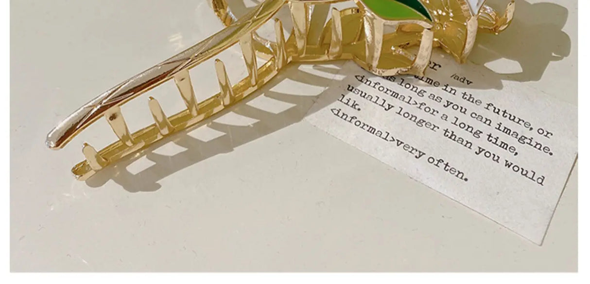 New Women Metal Hair Claw Elegant Gold Flowers Hair Clips Barrette Crab Headband Ponytail Clip Headwear hair accessories tiara