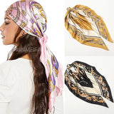 2024 Retro Neckerchief Female Silk Shawl Satin Square Scarf For Women New Headband Print Foulard Hijab Wraps Hair Bands Bandana