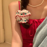 Beautiful Embroidered Large Scrunchies Elastic Hair Bands Hair Ties Women Sweet Hair Accessories Ponytail Holder Head Rope