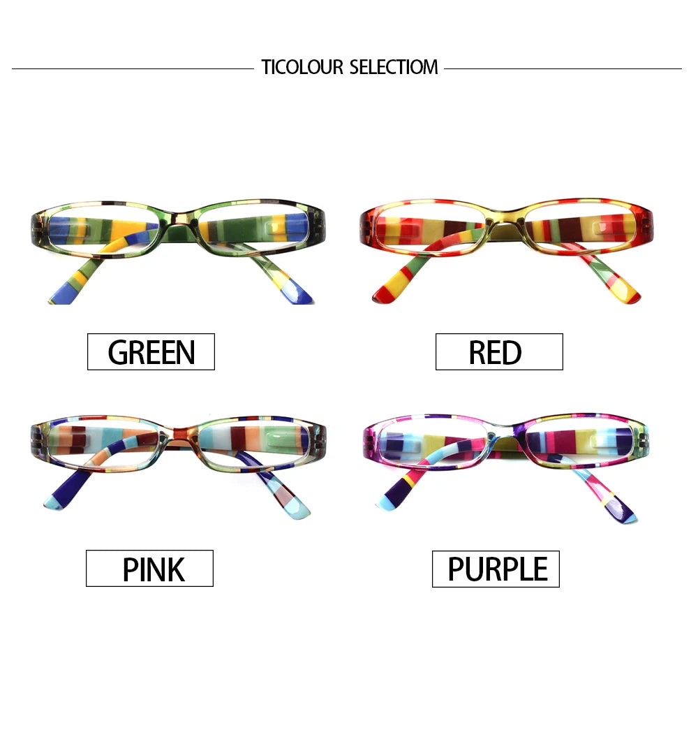 Blue Light Blocking Reading Glasses Spring Hinged Women with Striped Flower Frame Computer Goggle Reader Eyeglasses 0~+4.0