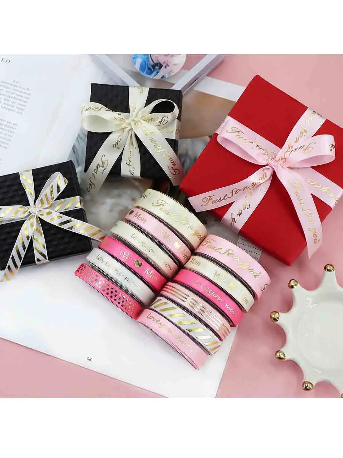 5Yards Mother's Day Thread Ribbons Cake Gifts Box Packaging Wedding Bouquet Birthday Christmas Bowknot Scene Party Decoration