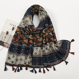 Fashion Printed Leopard Scarf Female Spring Muslim Women Hijab Scarves Tassel Large Size Headband Handkerchief Women's Bandana