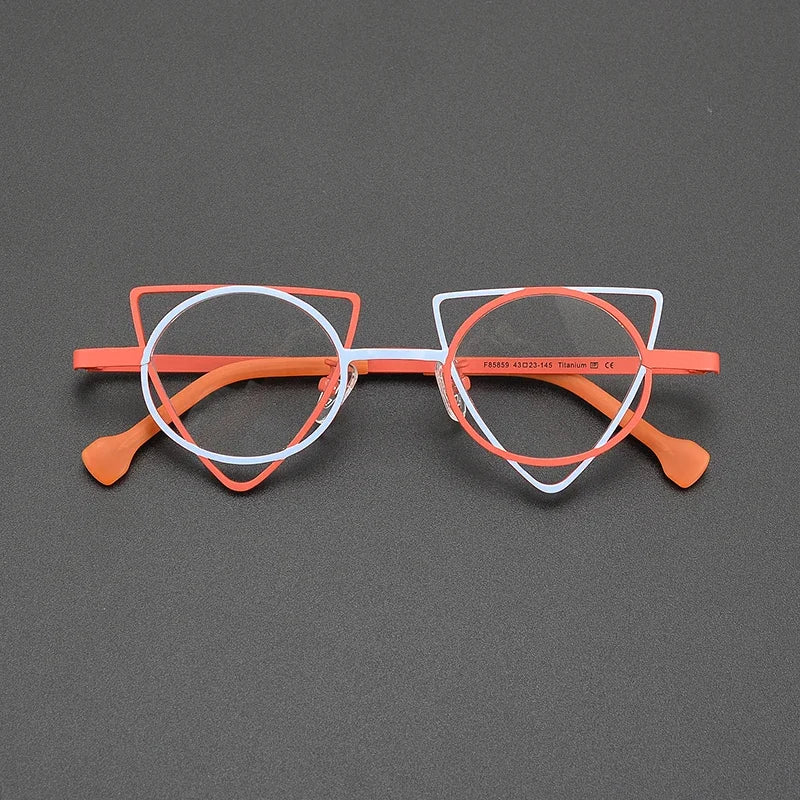 Ultra Light Pure Titanium Inverted Triangle Glasses Frame Female New Multi-color Personality Myopia Reading Prescription Eyewear