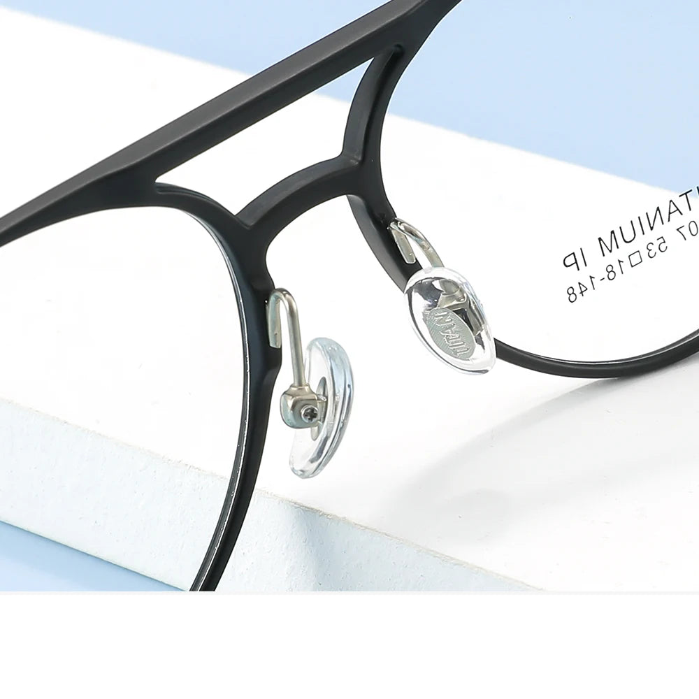 3 In 1 Pure Titanium Women Double Beam Glasses Frame With Polarized Clip On Sunglasses And Night Vision Men Half Rim Eyewear