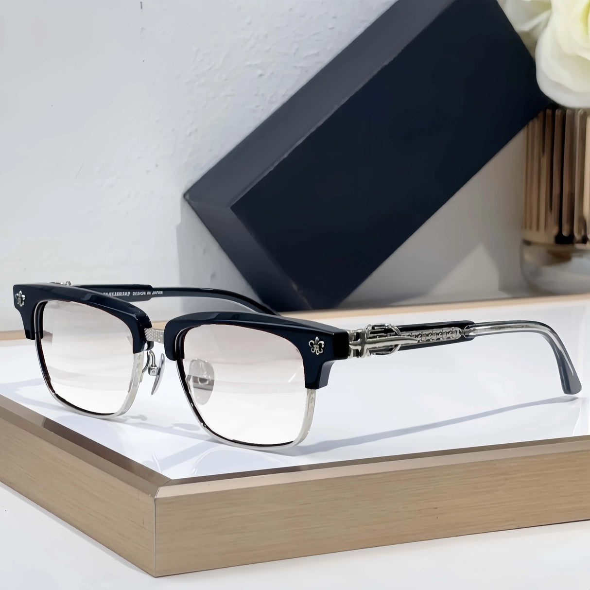 Popular Sunglasses Titanium Acetate Fashion Eyeglasse Frame Men Square Retro High Quality Women Luxury Brand Designer Glasses