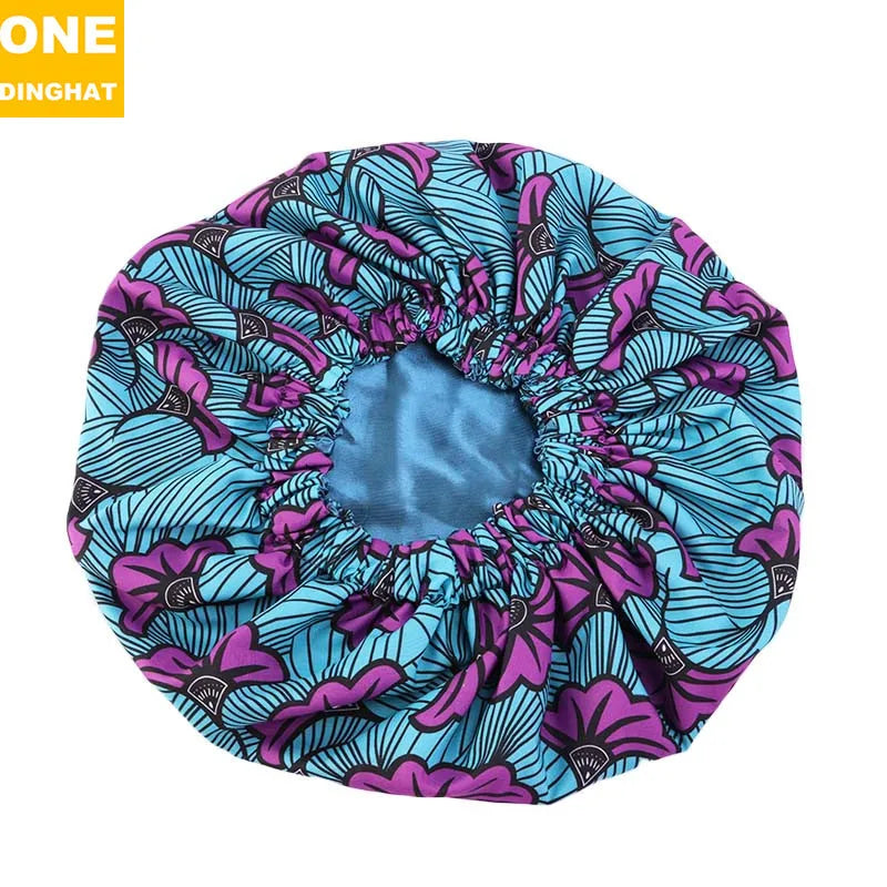 2020 New No. plus-Sized African Printing round Cap Double-Layer Satin Lining Wide Edge Nightcap Chemotherapy Hat