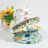 Cute Cartoon Printing Bucket Baby Hat Cotton Breathable Kids Fisherman Hat Infant Toddle Sun Hat with Drawstring for 1-5 Years