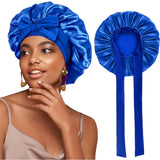 New Women Satin Bonnet Silky Sleep Cap Curly Hair Wrap For Sleeping Cap Adjustable Bonnets With Tie Band Nightcap Hair Care Cap