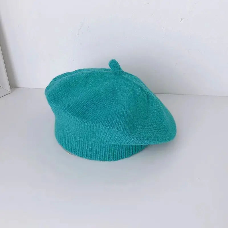 Fashion Baby Knitted Beret Hat Solid Color Children's Warm Hats Autumn Winter Painter Cap For Girls Kids Bonnet Accessories
