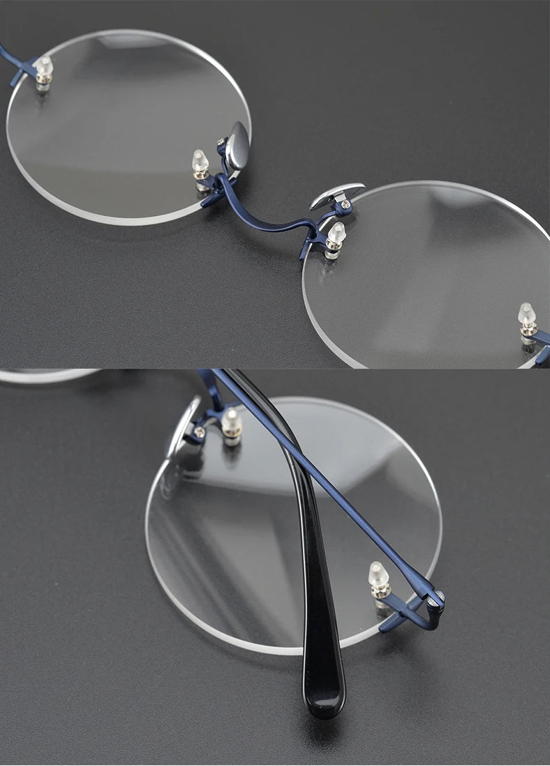 2024 Pure Titanium Round Rimless Glasses Frame Simple Fashion Men Women Small Faces Eyeglasses Light Weight Frameless Spectacles