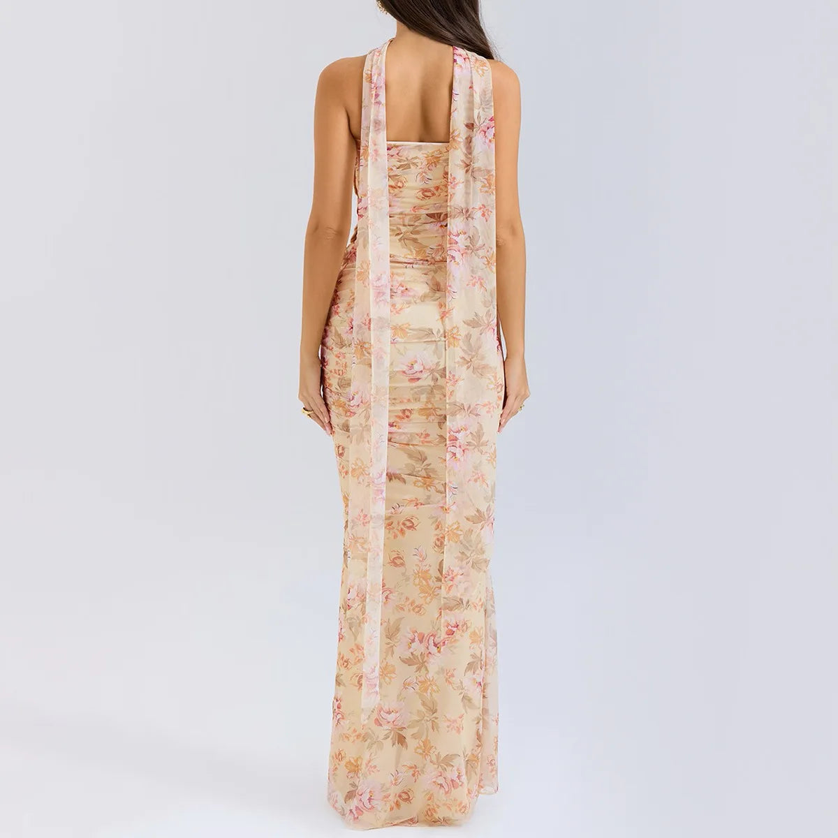 Suninheart Elegant 2 Pieces Dress Set with Scarf Women Fashion Matching Sets Sexy Cropped Top and Long Dress Set Casual Dress