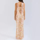 Suninheart Elegant 2 Pieces Dress Set with Scarf Women Fashion Matching Sets Sexy Cropped Top and Long Dress Set Casual Dress