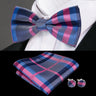 Hi-Tie Brand Silk Pre-tied Men's Bow Tie Hanky Cufflinks Set Bowtie for Male Jacquard Solid Paisley Floral Wedding Business Gift